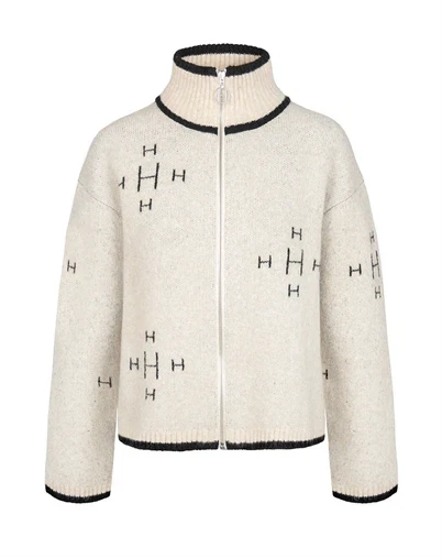 Hést - Iben Zip Strik - Light Beige Melange 